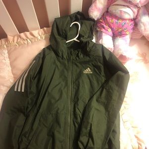 Adidas olive green windbreaker